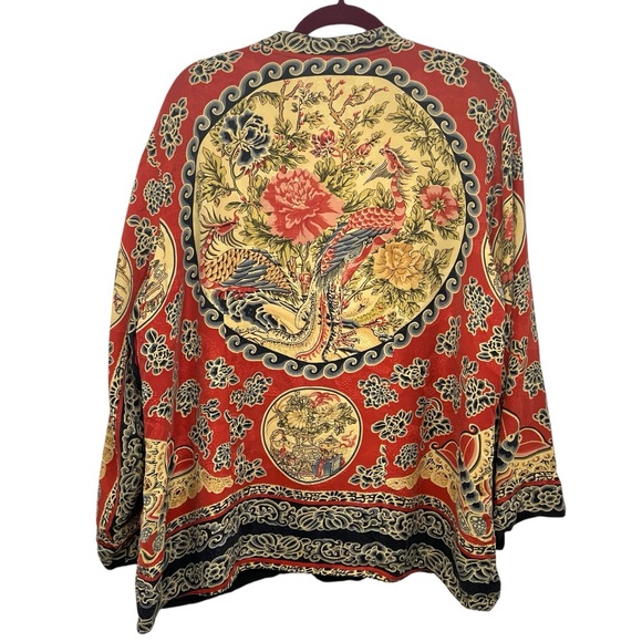 Citron Santa Monica Silk Red Asian Reversible Button Front Jacket Womens 2X - Picture 4 of 12